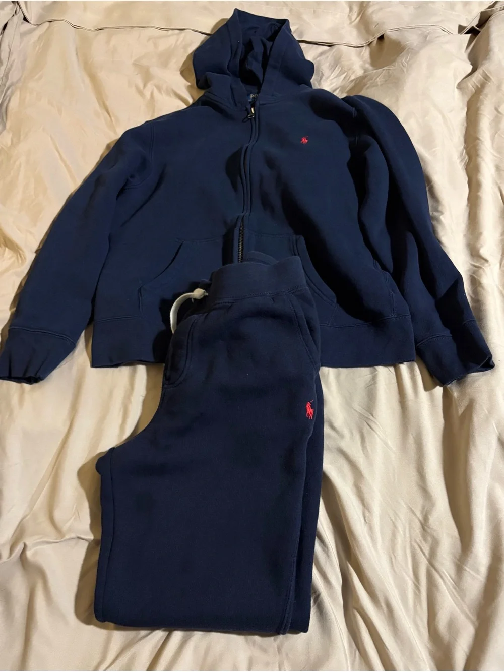 Polo Ralph Lauren Boys Navy Fleece Hoodie Jogger Sweat Set Size L 14-16